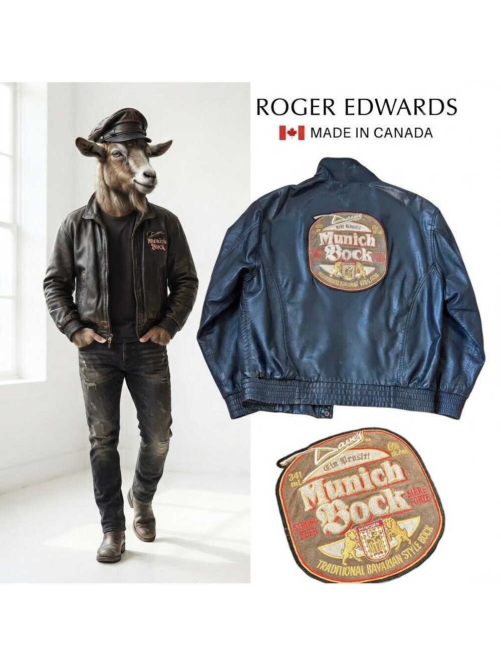 Roger Edwards Munich Bock Men Leather Jacket Canada XXL